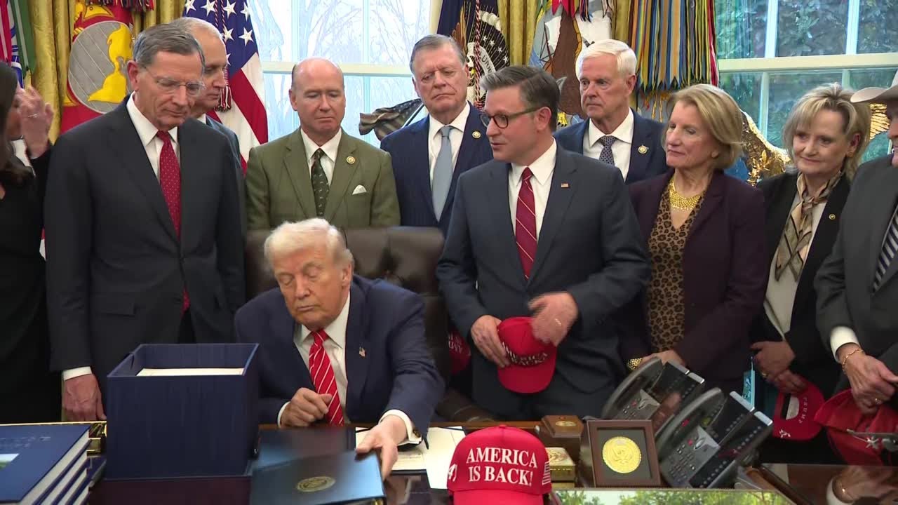Mike Johnson says 'America is back' after Trump signs funding deal