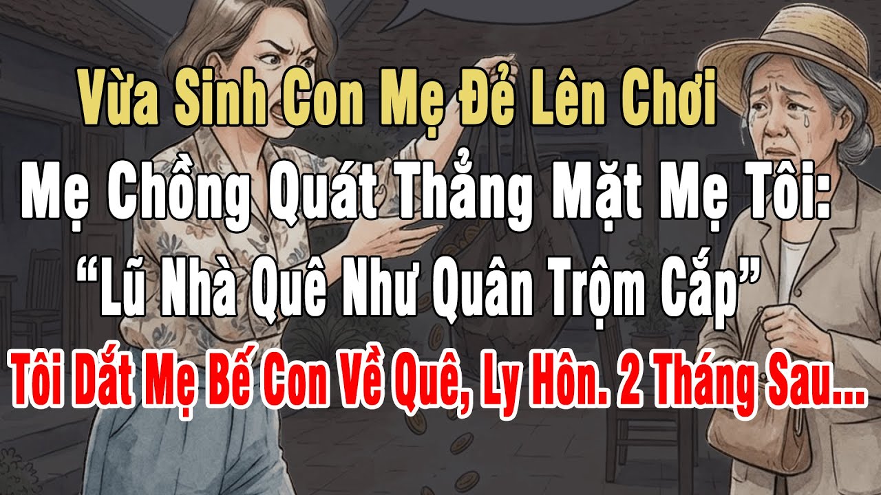 Vừa Sinh Con Mẹ Đẻ Lên Chơi. Mẹ Chồng Quát: “Lũ Nhà Quê Như Quân Trộm Cắp”. Tôi Dắt Mẹ Bế Con Ly Hôn