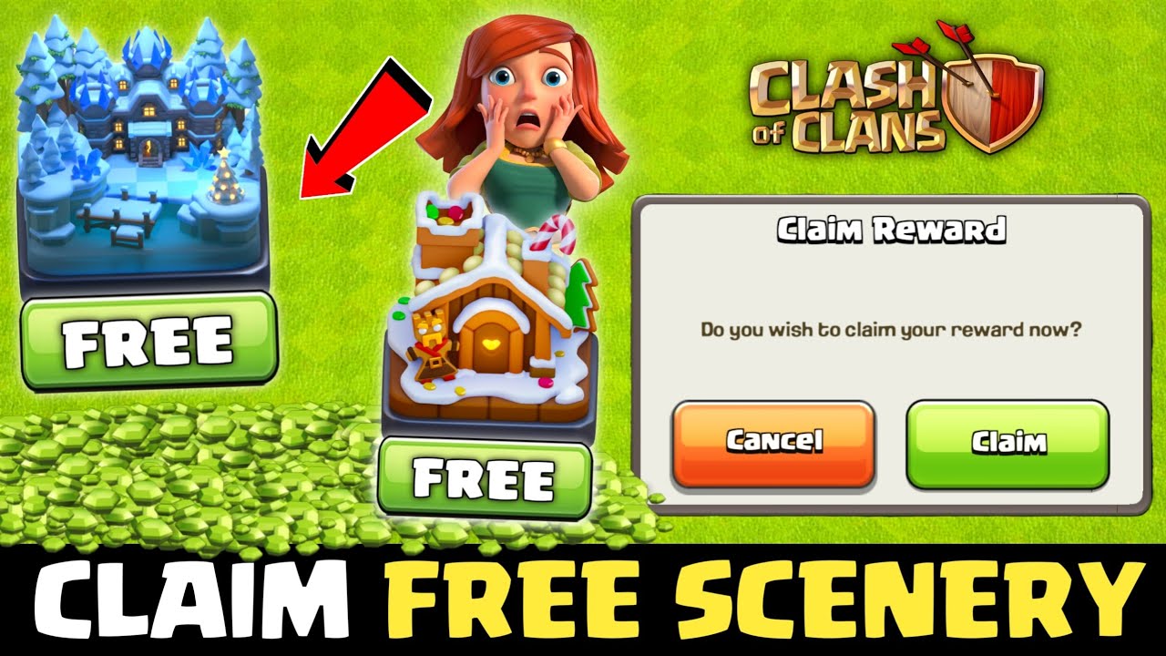 FREE SCENERY VOUCHERS GIVEAWAY BY SUPERCELL IN CLASH OF CLANS 🤩💯 - HOW TO GET FREE SCENERY