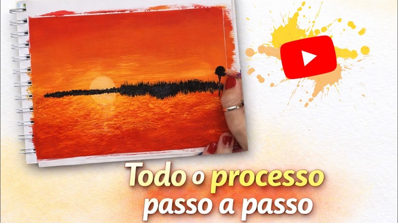 Te ensinando a fazer um pôr do sol com tinta guache / Pintura criativa