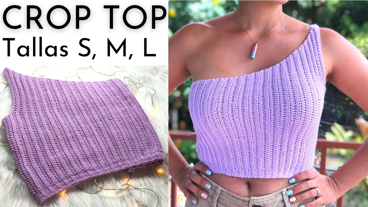 Crop top un hombro en crochet | Top a crochet facil | one shoulder ribbed crochet Top