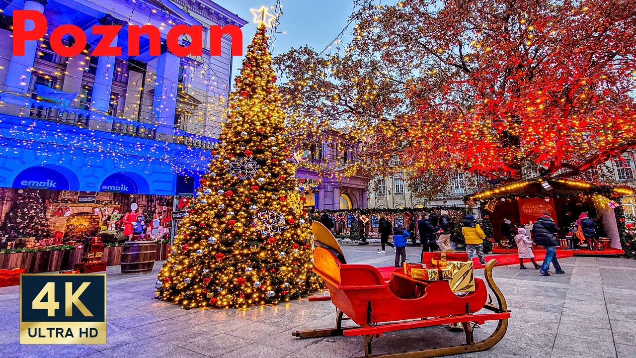 Poznan Christmas Market 2022 🇵🇱 4K Poland Evening Walking Tour