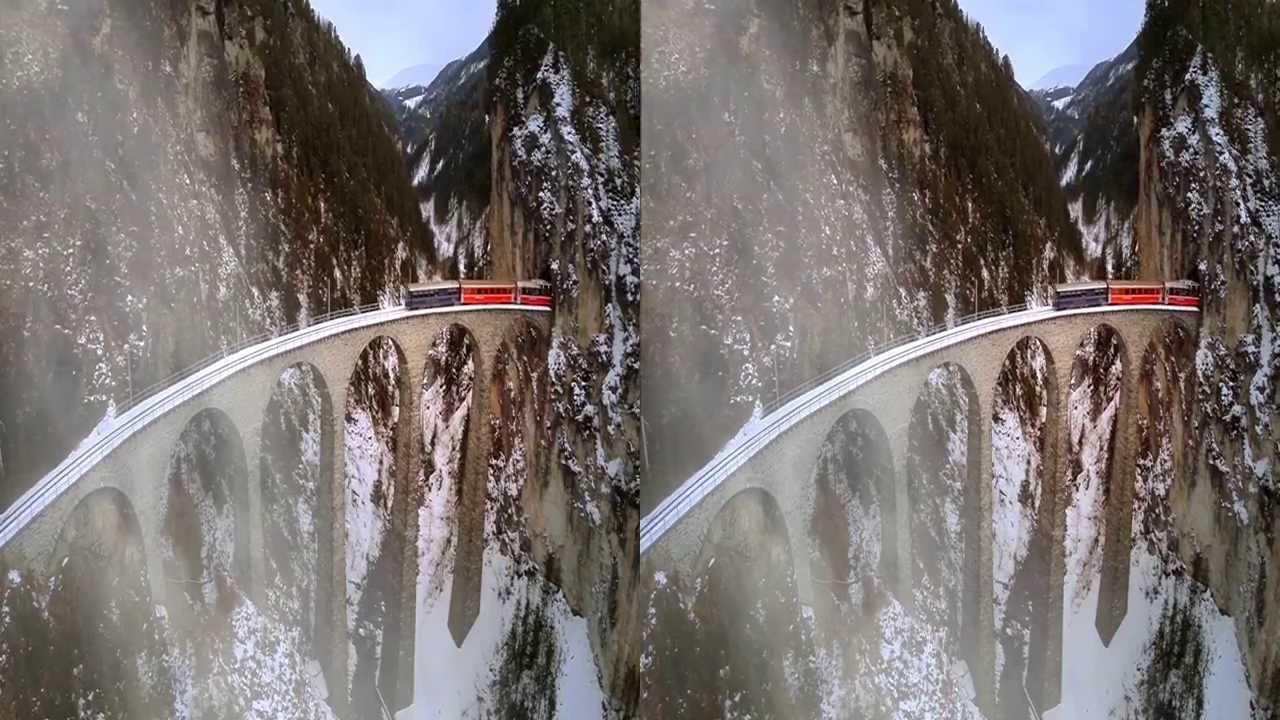 Landwasser Viaduct 3D, smallest 3D-Equipment with GoPro3+ and 3D-RIG - muviag