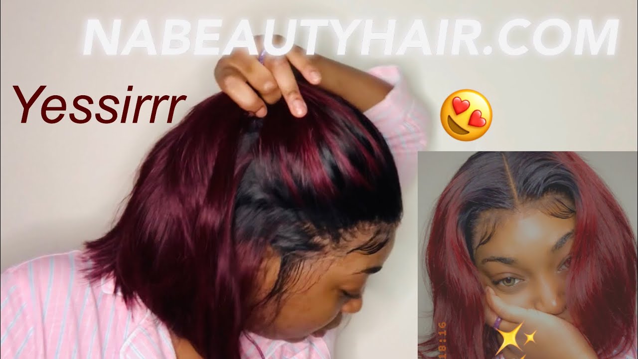 BEGINNER BURGUNDY BOB ALREADY COLORED SILKY EFFORTLESS DEEP PARTING FT. NABEAUTYHAIR.COM 😩😍🔥‼️