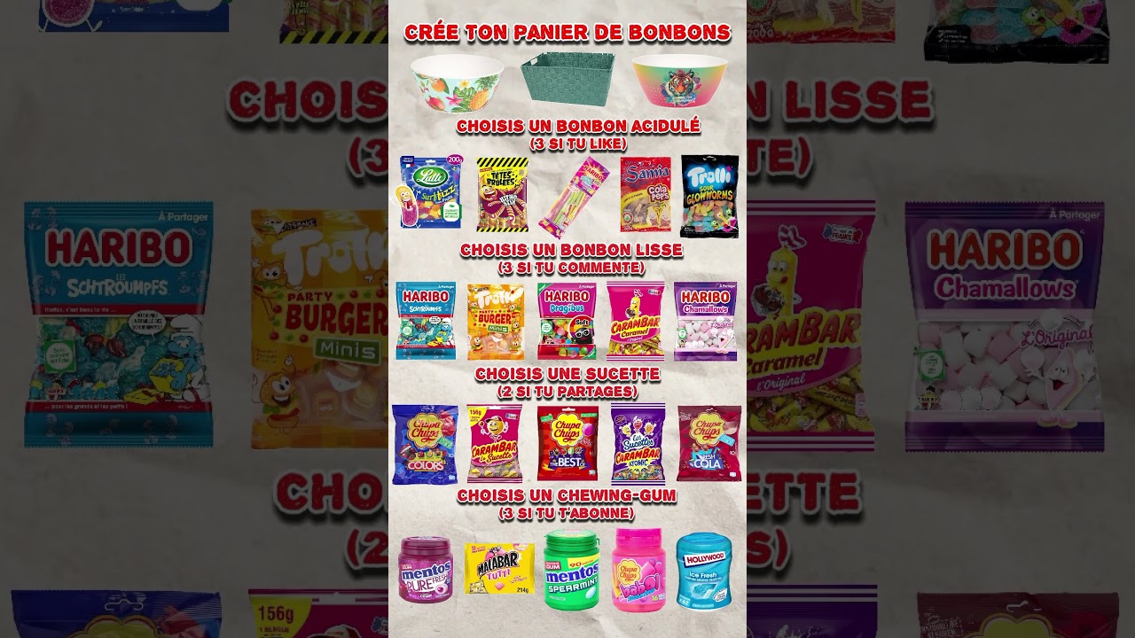 CR&Eacute;E TON PANIER DE BONBONS 😋🍬🍭 #shorts #choix #bonbon #choisis #tupreferes #snacks