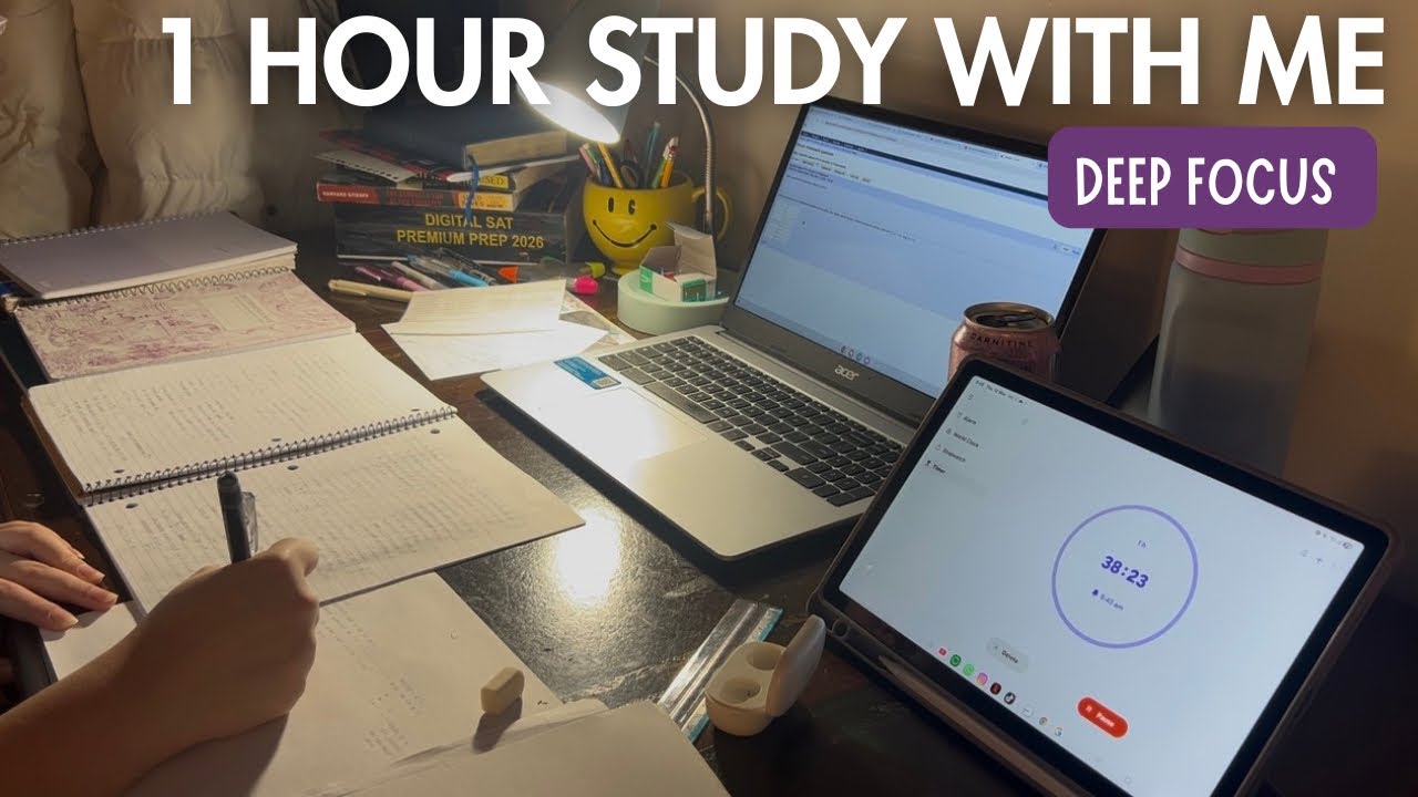 1 hour Deep Focus study with me | No breaks,  No music | motivation for college students