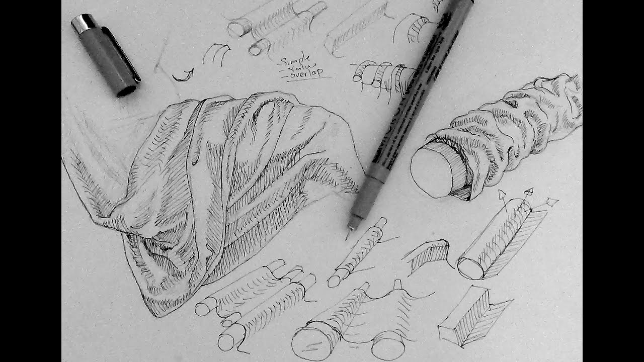 Pen and Ink Drawing Tutorials | How to draw drapery and clothing folds