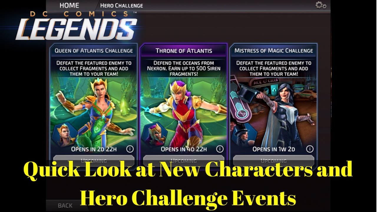 DC Legends Quick Look at New Characters and Hero Challenge Events