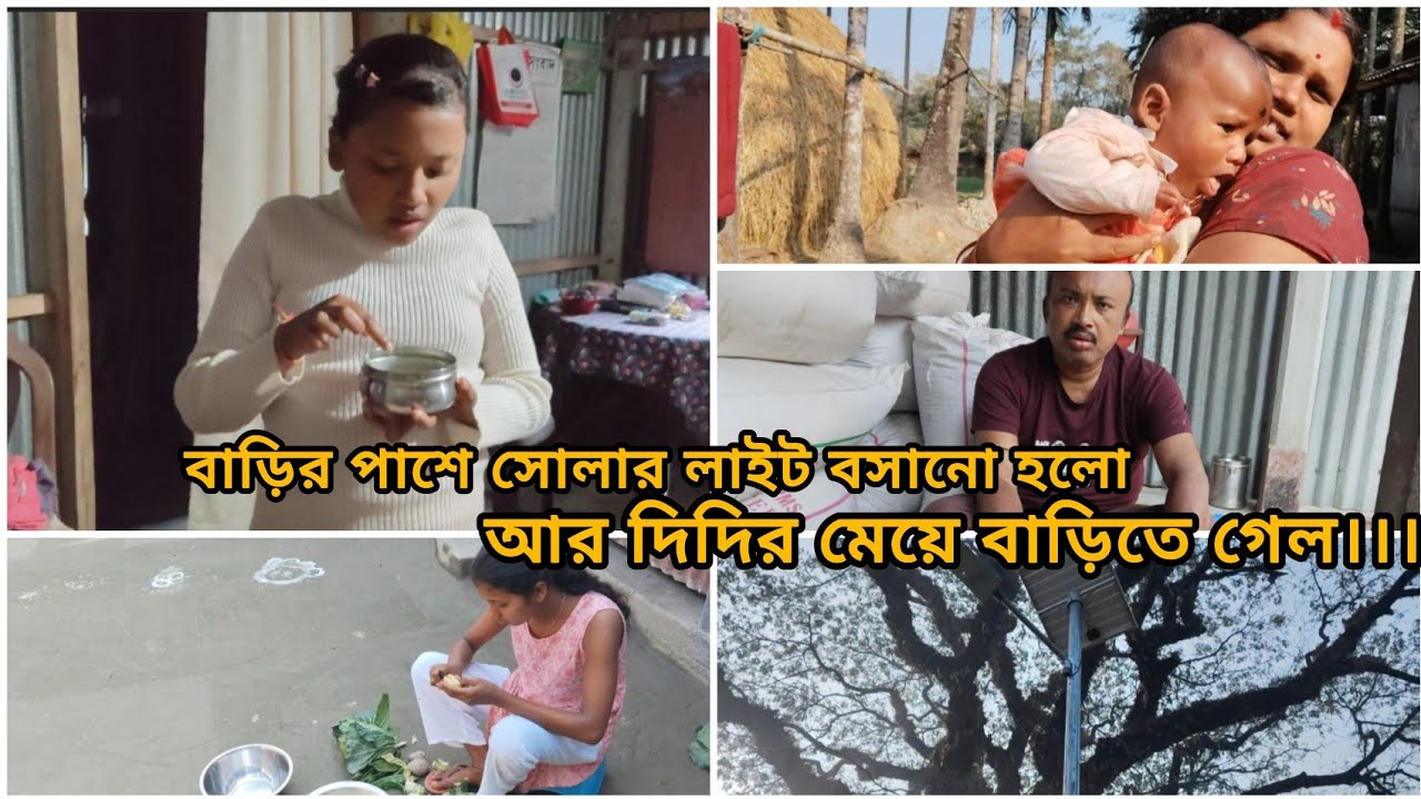 বাড়ির পাশে সোলার লাইট বসানো হলো আর দিদির মেয়ে বাড়িতে গেল।।।