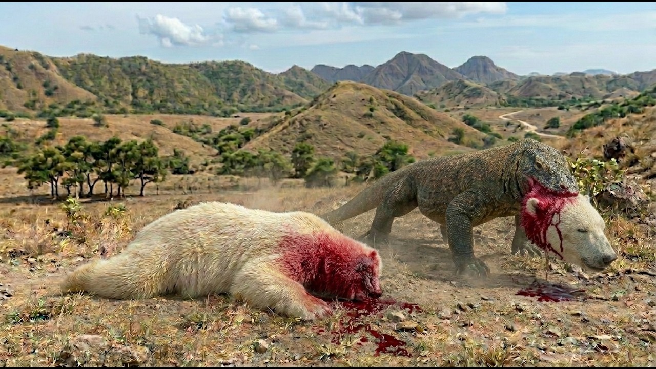 ICE VS VENOM: Powerful Polar Bear Battles Deadly Komodo Dragon