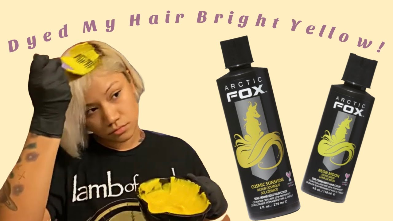 I DYED MY Blonde HAIR YELLOW!  Arctic fox COSMIC SUNSHINE & NEON MOON