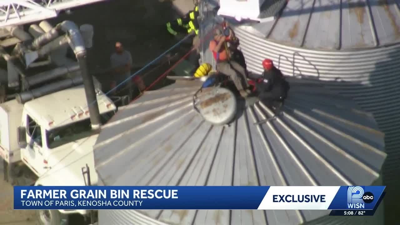 Man freed from grain bin in dramatic Kenosha emergency rescue