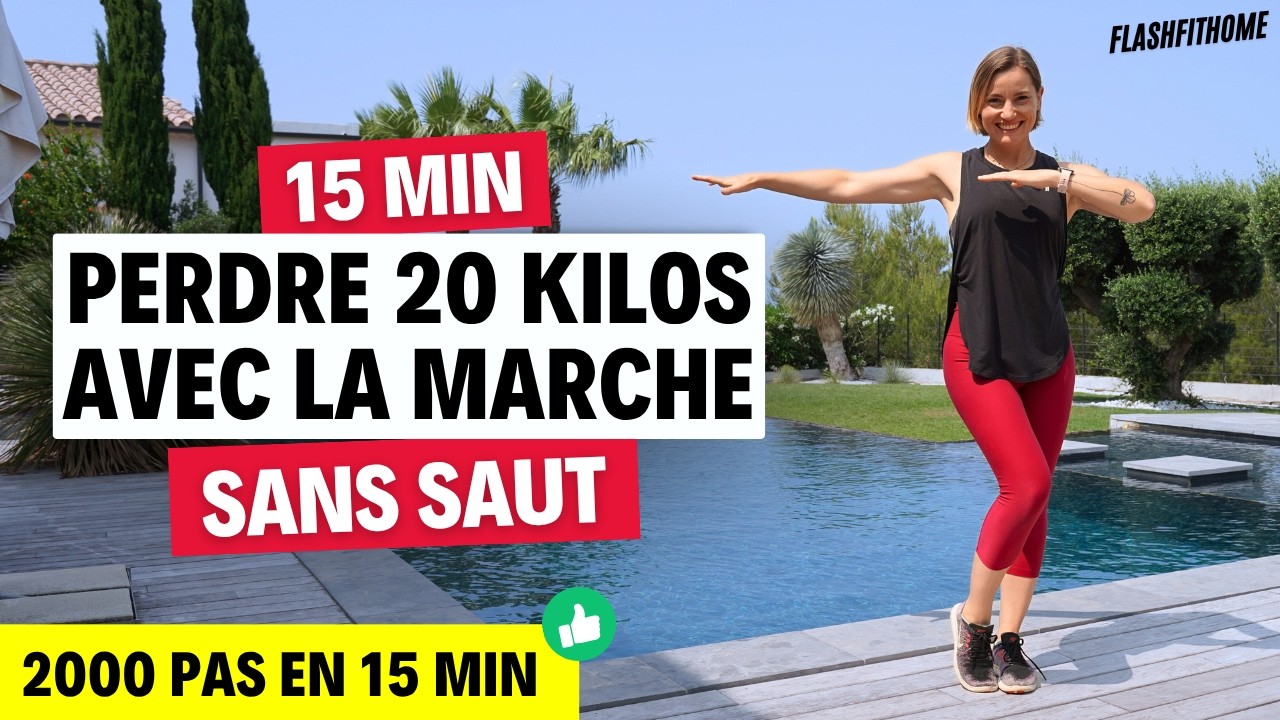15 Min - PERDRE 20 KILOS avec la MARCHE ACTIVE à la maison | Marine BIREN - FlashFitHome