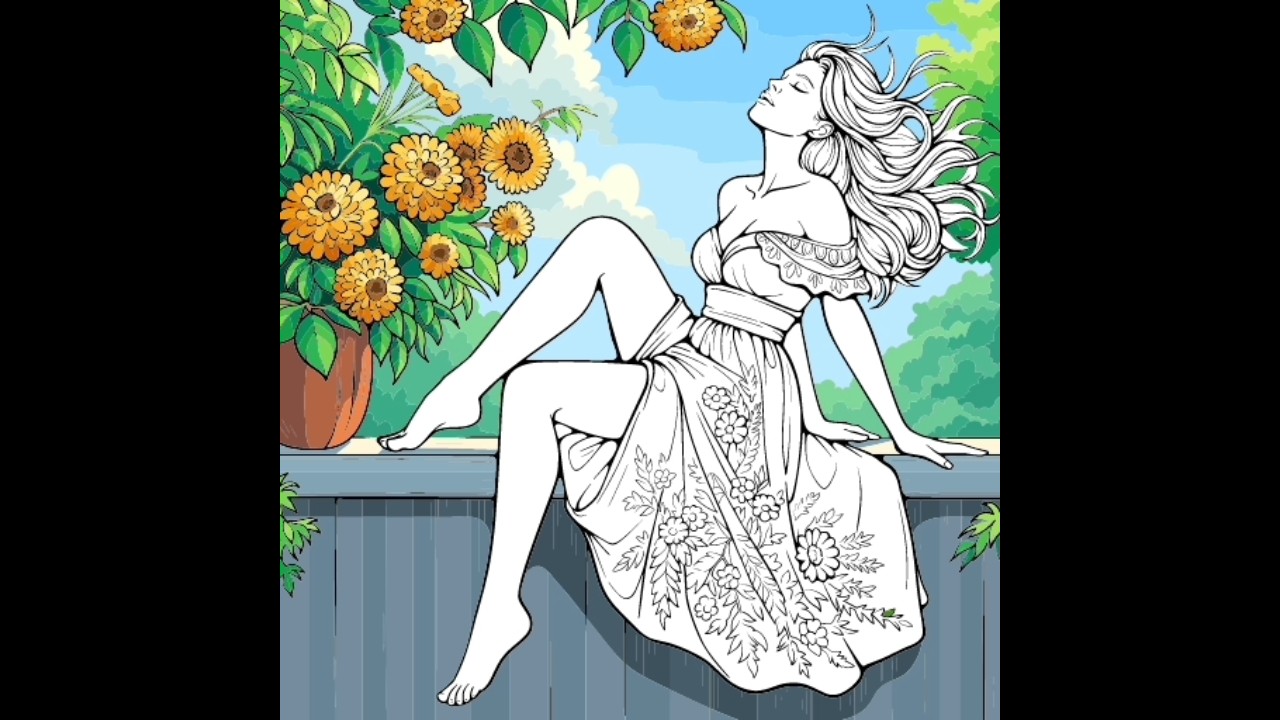 Come painting a beautiful girl in a sketch of crazy color with Fatima 🌺🎨#trending #foryou #shorts