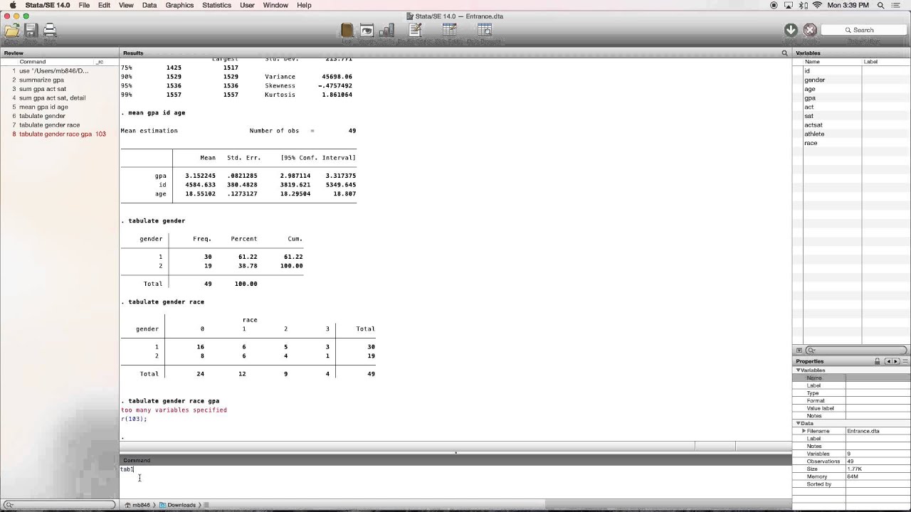 Descriptive Statistics in Stata
