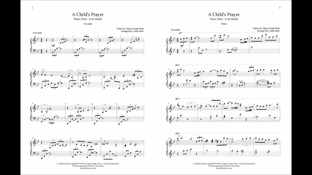 A Child's Prayer (piano duet)