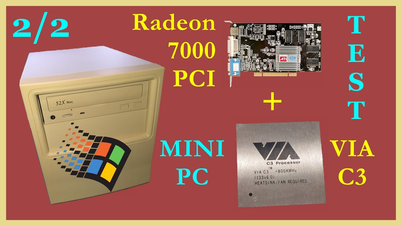 TEST Małego Komputera VIA C3 Ezra 800MHz + Radeon 7000 PCI