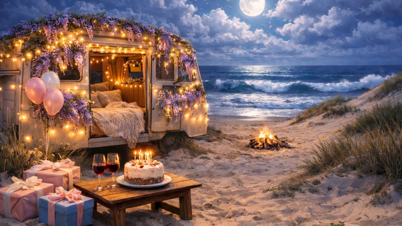live Sunset Beach Birthday Celebration 🎂 | Chill Ocean Vibes, Candles & Relaxing Lofi Party