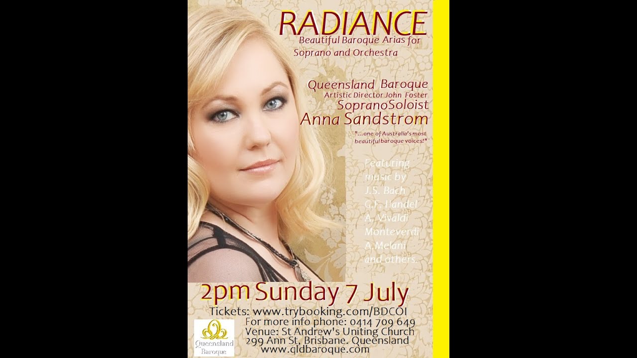 Queensland Baroque Orchestra, Anna Sandstrom (Soprano), John Foster (Baroque Trumpet) in concert.