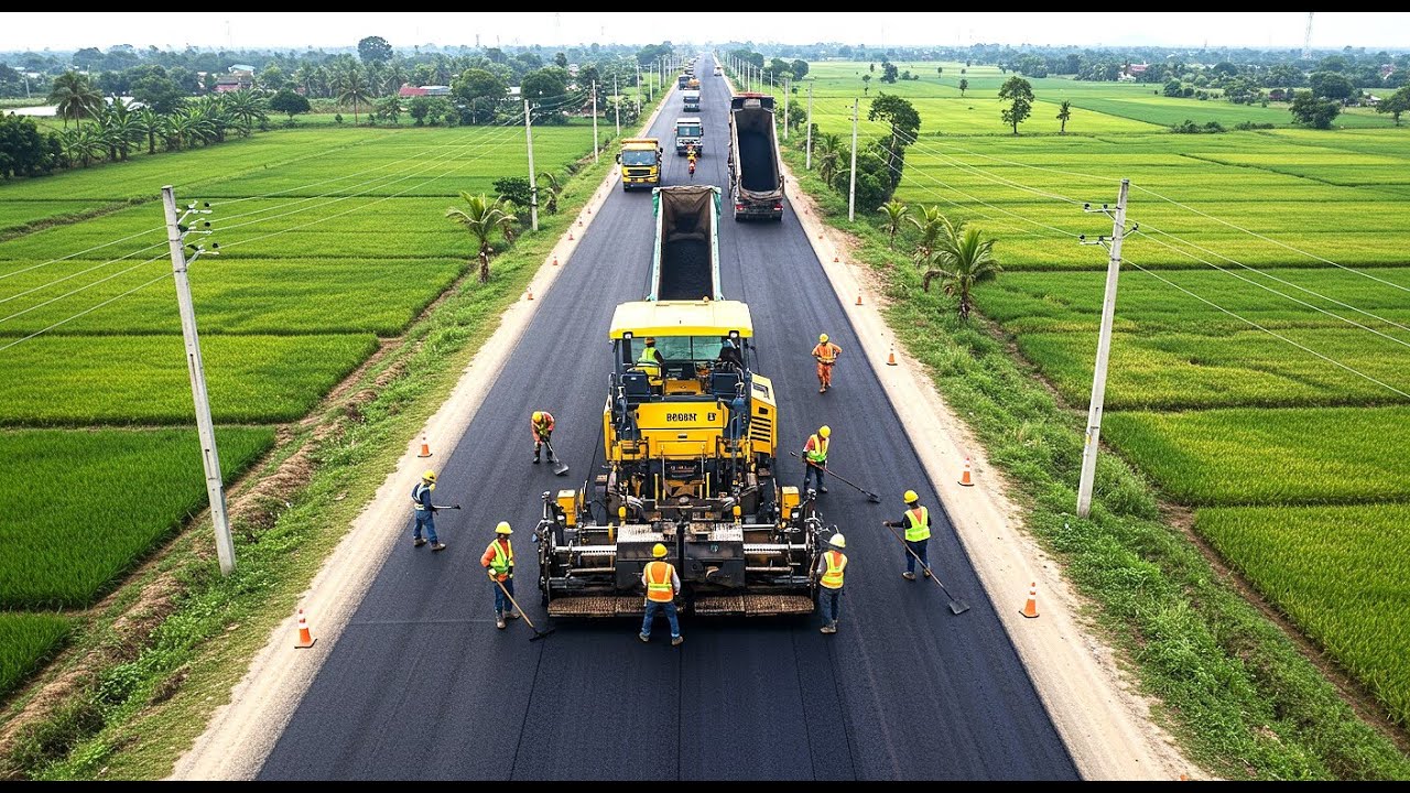 Amazing Skilled Drivers Gravel Paving Highway | Efficient Road Construction By Gravel Paving Process