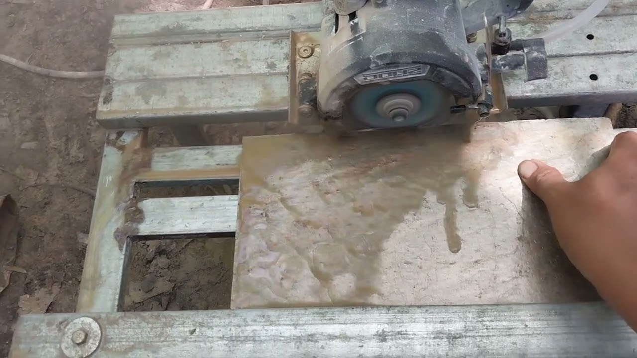 custom meja potong batu alam..cara ngemal batu alam...