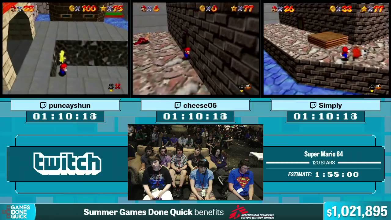 Super Mario 64 by cheese05, puncayshun, Simply in 1:44:43 - Summer Games Done Quick 2015 - Part 156