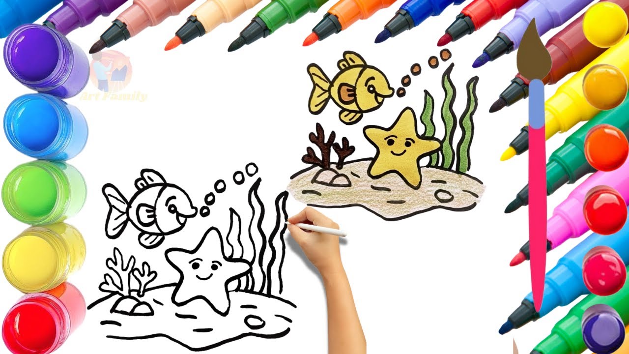 How To Draw cute Fish Drawing, Painting & Coloring For Kids and Toddlers_ Child Art 🐋🌈🎨