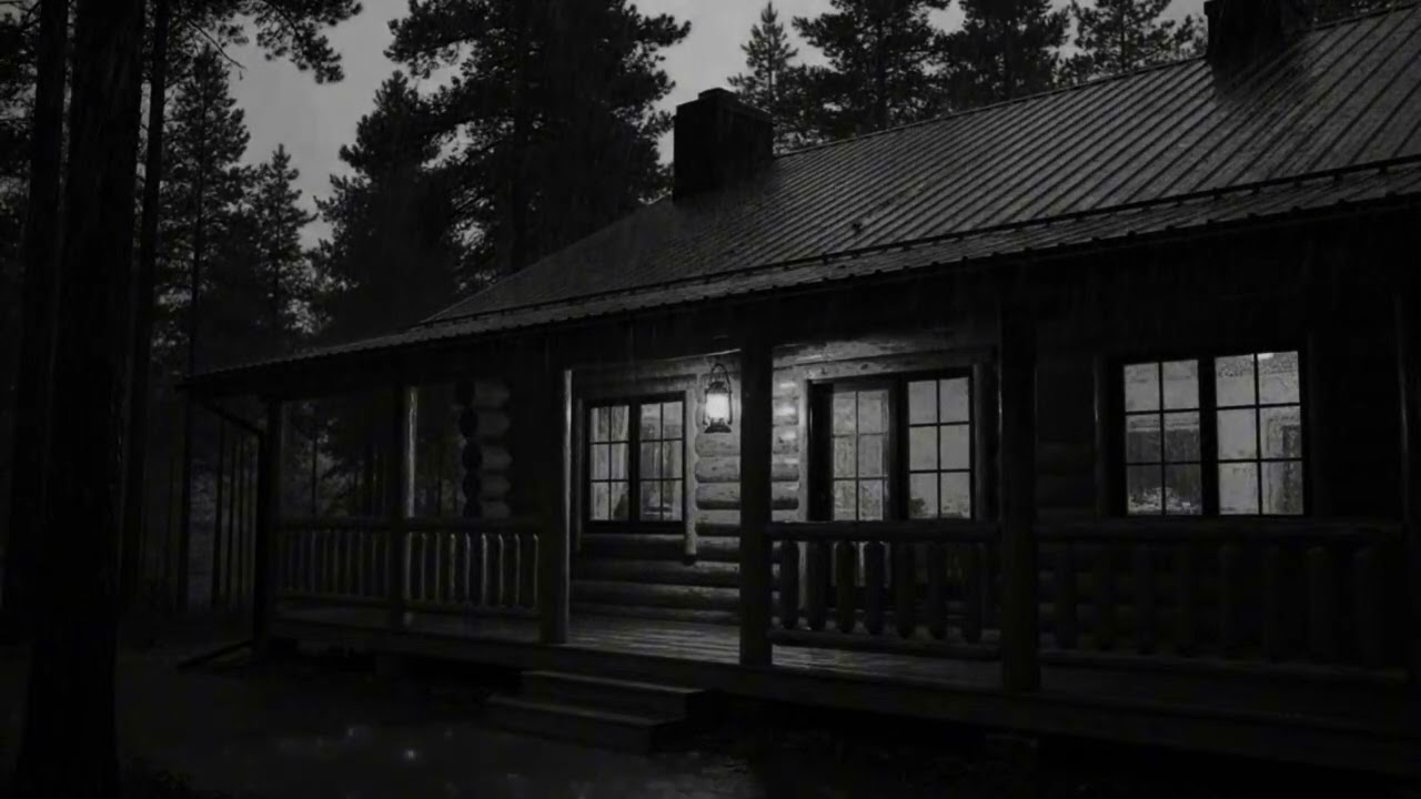 Heavy Rainstorm Surrounding Cozy Cabin at Night | Deep Thunder Sleep Ambience for Insomnia Relief