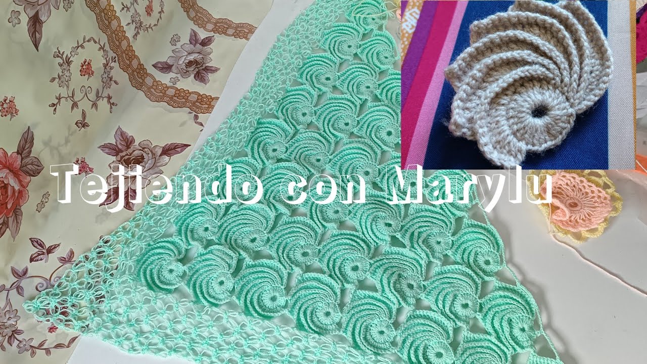 chal tejido a crochet con punto Caracol