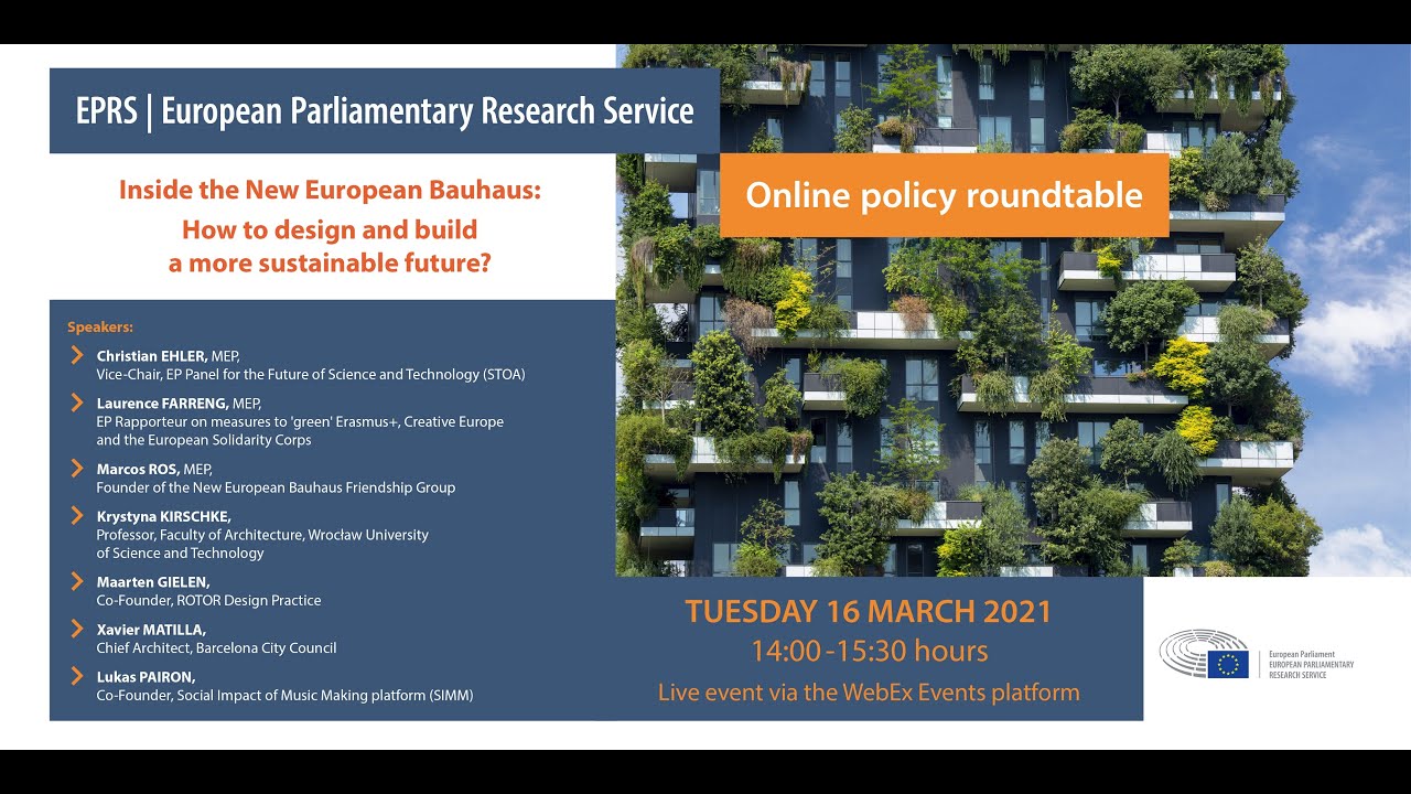 EPRS policy roundtable | New European Bauhaus: How to design and build a more sustainable future?
