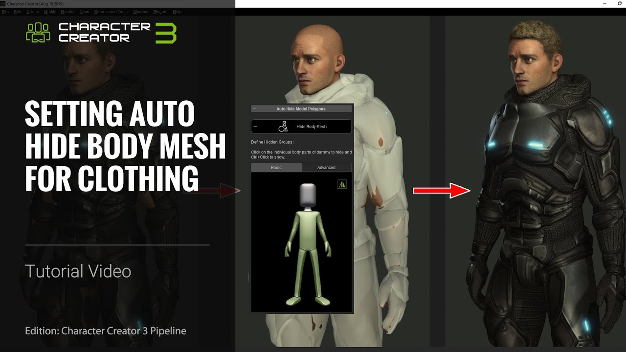Character Creator 3 Tutorial - Setting Auto Hide Body Mesh for Clothing