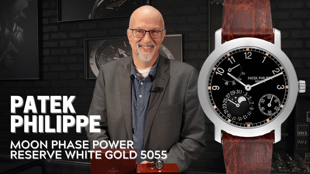 Patek Philippe Moon Phase Power Reserve White Gold 5055 | SwissWatchExpo