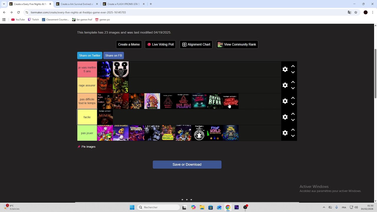 je m'ennuyai donc on s'occupe en tier list