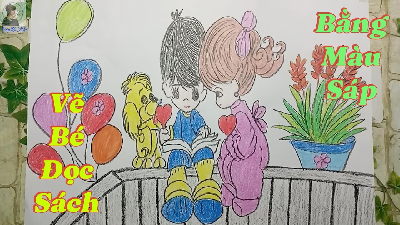 Cách Vẽ Bé Đọc Sách Dễ Thương Bằng Màu Sáp | Tranh Thiếu Nhi Ý Nghĩa – Cây Cọ Nhỏ