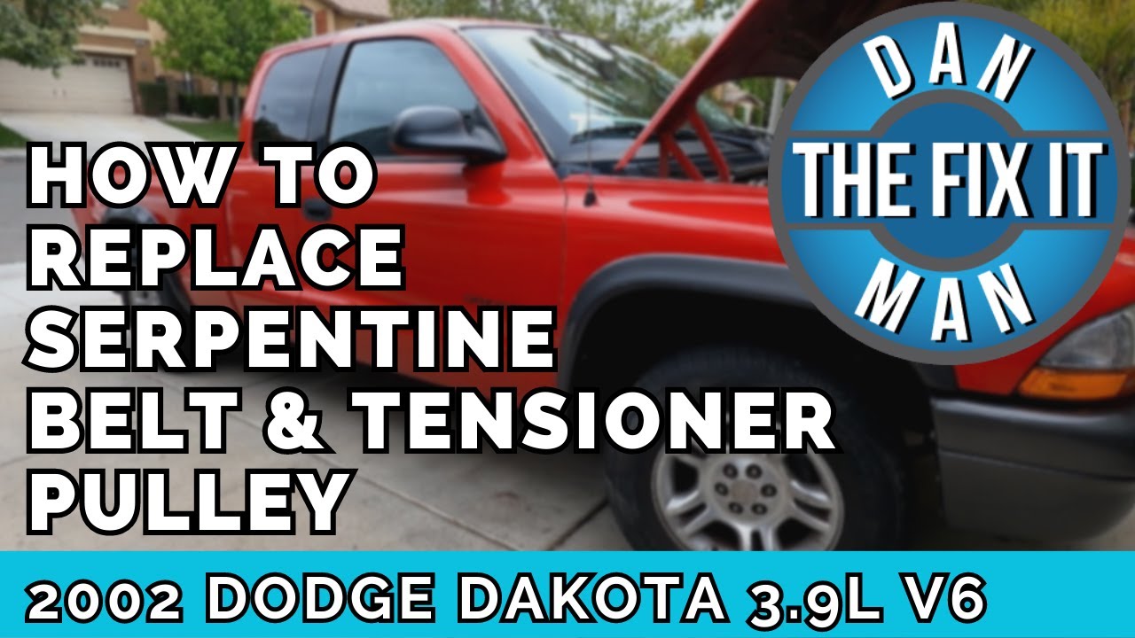 1997 - 2003 Dodge Dakota & Durango Serpentine Belt & Tensioner Pulley 3.9L V6 Magnum - EASY DIY!