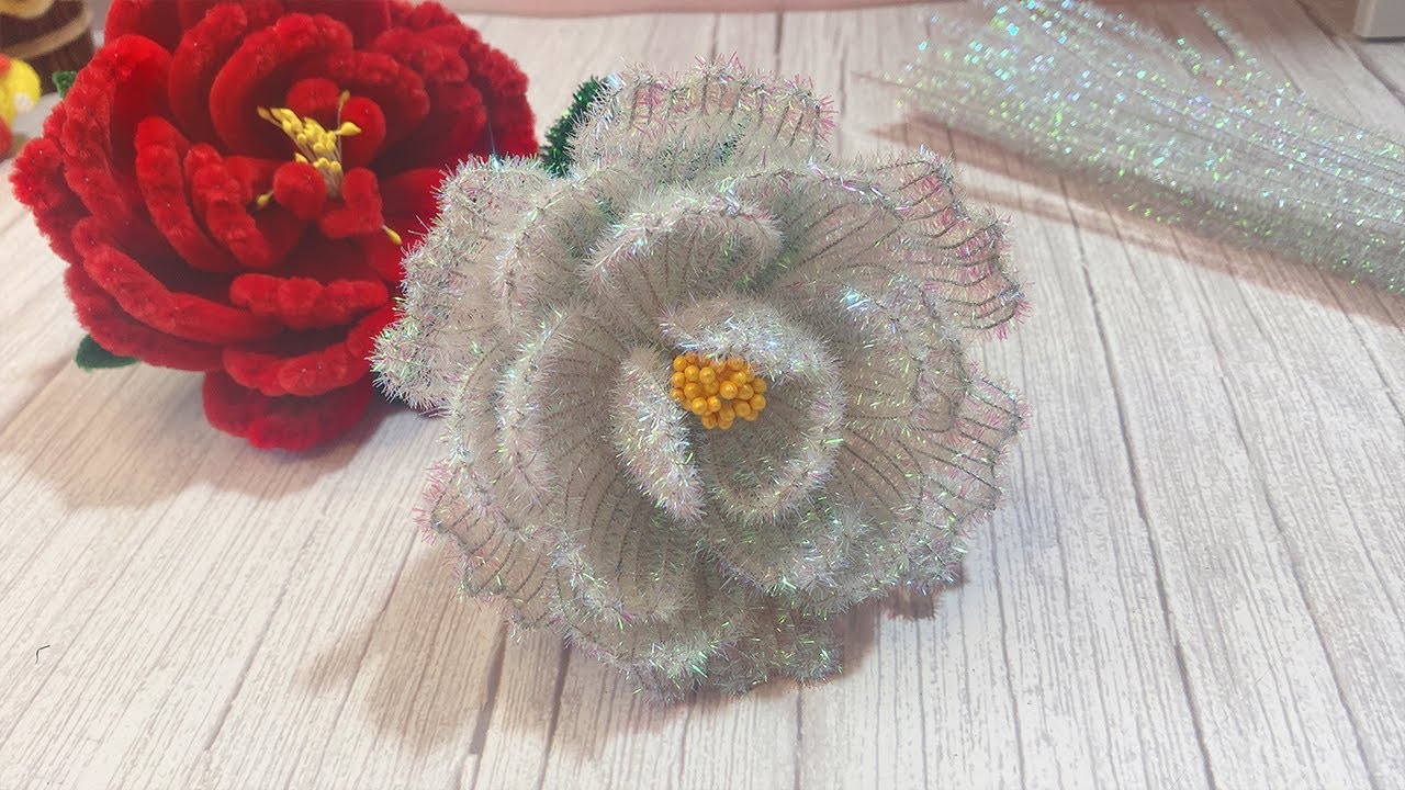 DIY  Peony Flower with Pipe Cleaners: How to Make Flowers with Chenille Wires - DIY Pipe Cleaner