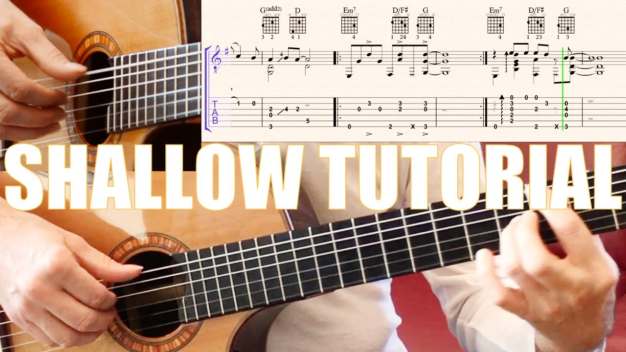 SHALLOW Tabs - Guitar Cover - Fingerstyle Tutorial Lesson