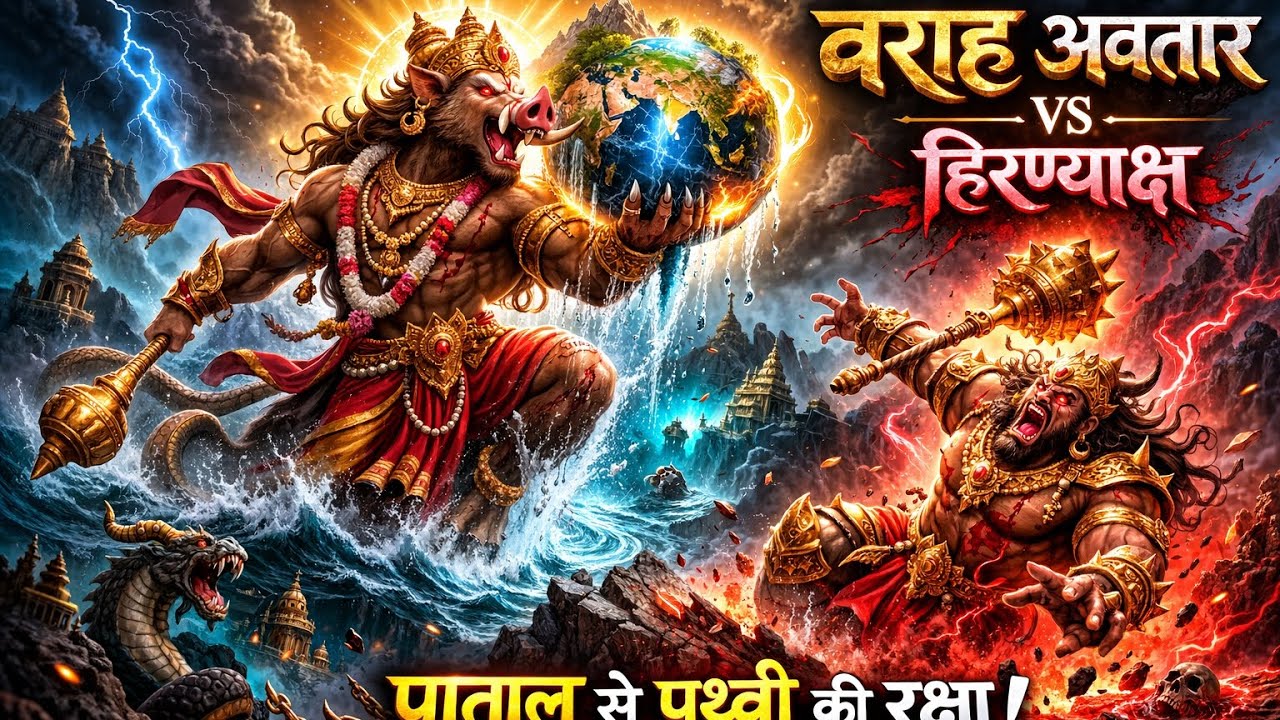 वराह अवतार और हिरण्याक्ष का महायुद्ध | पाताल से पृथ्वी की रक्षा! #short #Dasavtar #viral #trending 