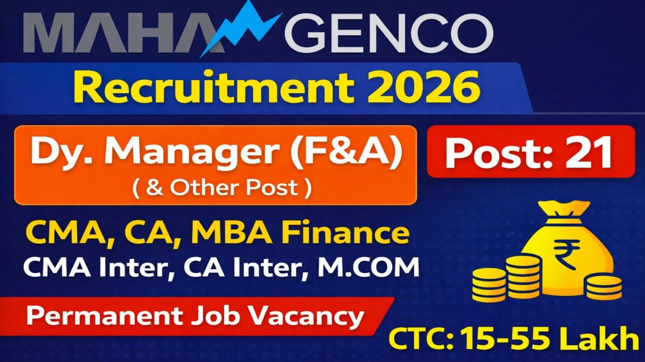 MAHAGENCO/ DEPUTY MANAGER/ FINANCE AND ACCOUNTS/ CA INTER/ CMA INTER/ MBA FINANCE/ MCOM/ SYLLABUS  /