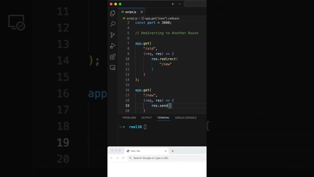 Redirecting to another route in node.js #shorts #youtubeshorts #coding