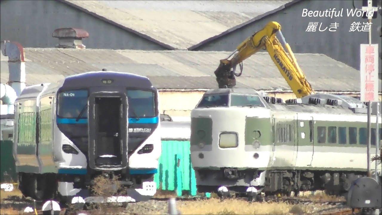 651系 伊豆ｸﾚｲﾙ 解体継続! E257系NA-09編成先頭車最終仕上げ直前の廃車置き場での様子  2020.12.9 JR長野総合車両センター　　　panasd 2089