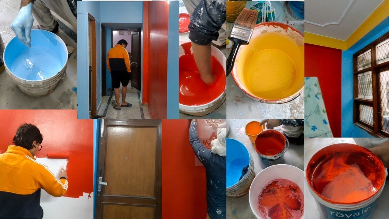 नए साल में रंगाई का काम शुरू 😎 (Day 1) Wall plaster and paint 🖌️🖼️ in the living room #wallpainting