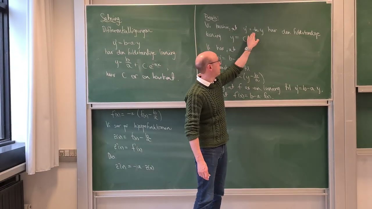 Differentialligninger af typen y'=b-ay - bevis