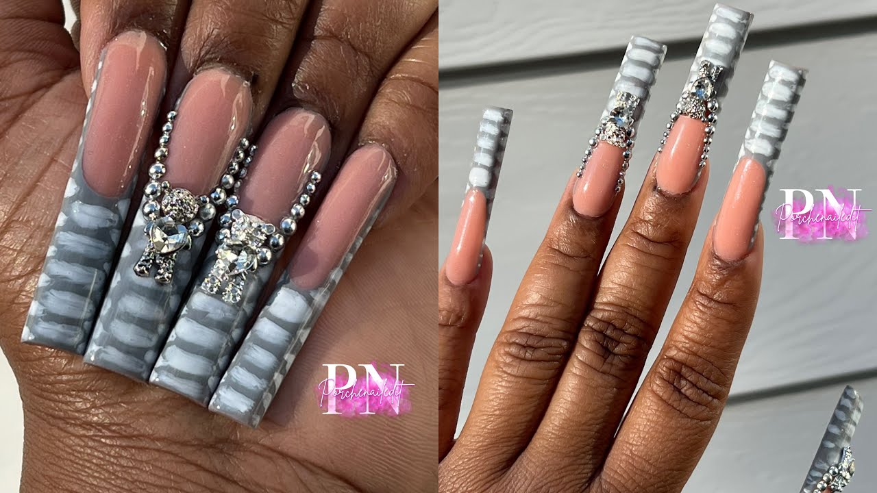 GRAY CROC FRENCH TIP NAILS | HOW TO CROC NAIL DESIGN | IM BACKK 🥰 + ANNOUNCEMENT ✨