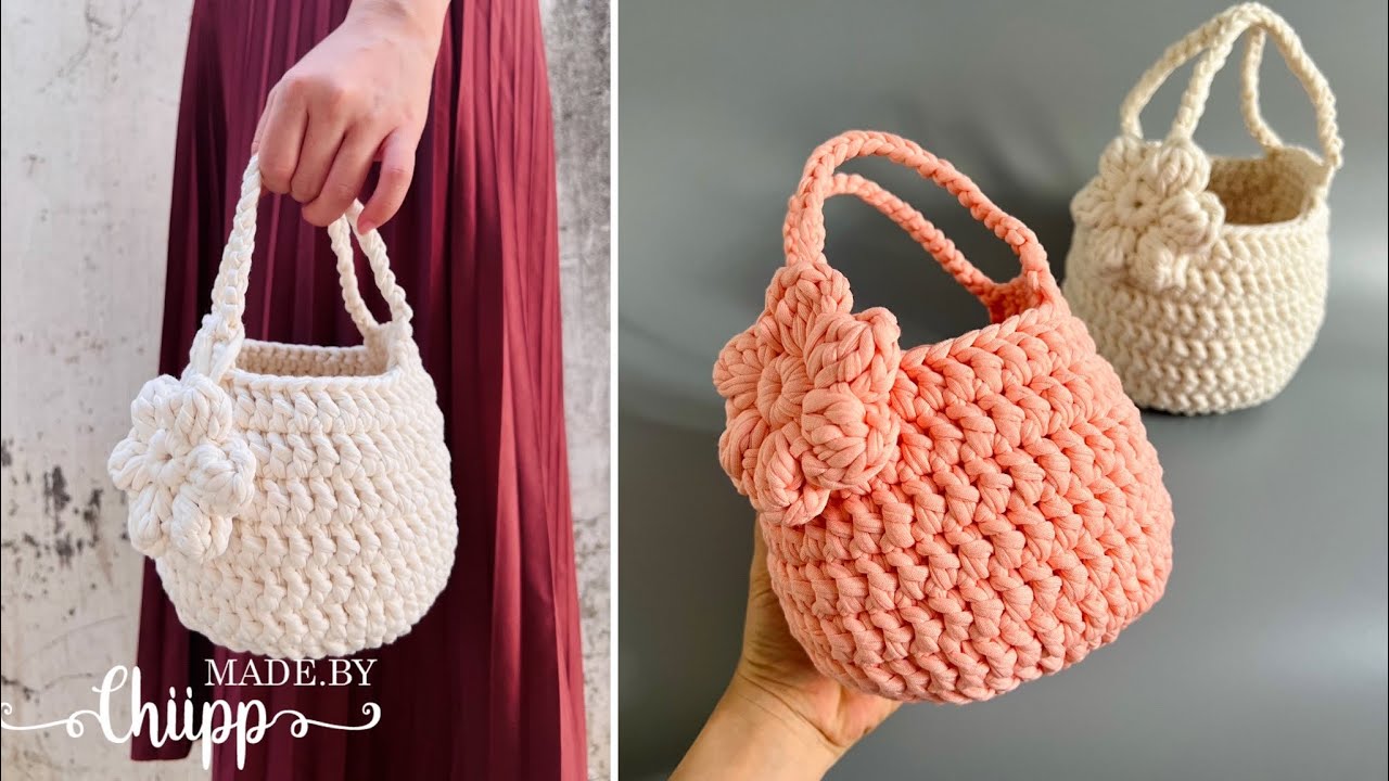 Crochet Bag | Móc túi cầm tay dáng tròn bằng sợi vải đơn giản siêu nhanh