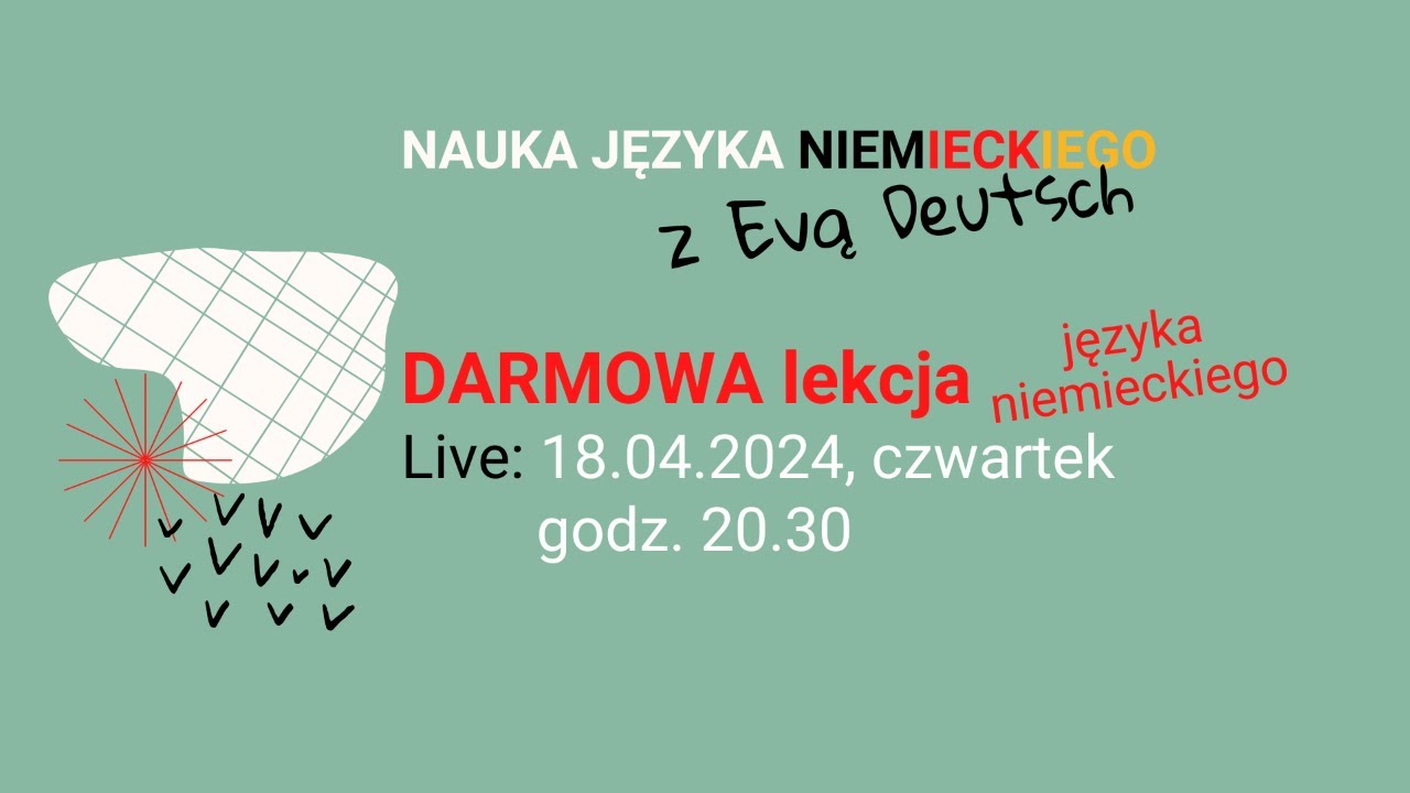 DARMOWA lekcja języka niemieckiego, 18.04.2024, godz.20.30