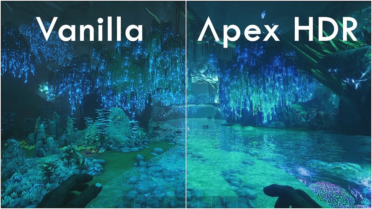 Ark Survival Evolved: aberration 4k60 Ultra graphic Apex HDR shader vs Vanilla