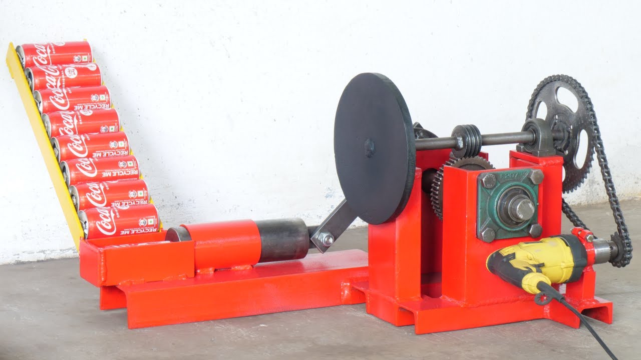 How To Make A Simple Homemade Drill Powered Can Crusher Machine | Diy Can Crusher
