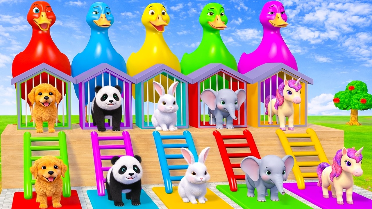 Long Slide Game With Cow Elephant Gorilla Hippopotamus Tiger 3d Animal Game Funny 3d Animals