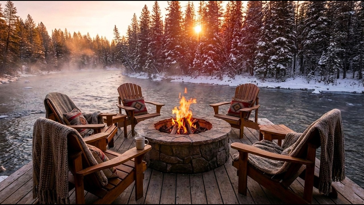 Dreamy Riverside Campfire 🔥 Calm Water and Fire 🌊 4K NO ADS | Deep Relaxation 💤